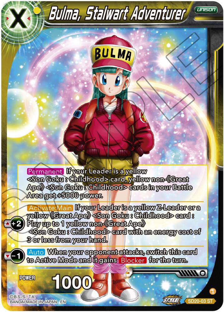 Bulma, Stalwart Adventurer SD20-03 card from Dawn of the Z-Legends