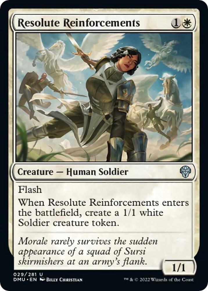 Resolute Reinforcements 29 card from Dominaria United