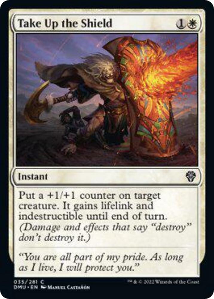 Take Up the Shield 35 card from Dominaria United