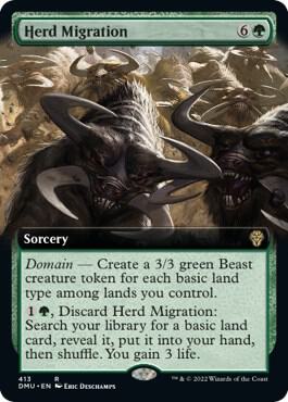 Herd Migration (Extended Art) 413 card from Dominaria United