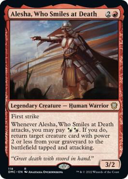 Alesha, Who Smiles at Death 118 card from Commander: Dominaria United