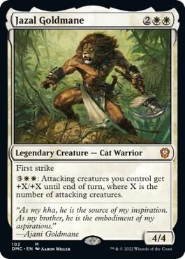 Jazal Goldmane 102 card from Commander: Dominaria United