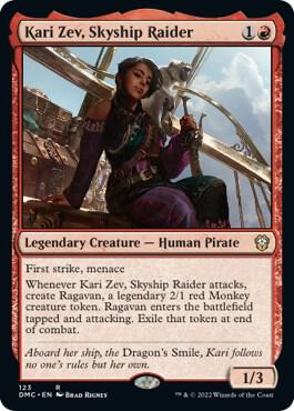 Kari Zev, Skyship Raider 123 card from Commander: Dominaria United