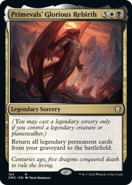Primevals' Glorious Rebirth 165 card from Commander: Dominaria United