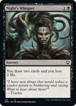 Night's Whisper 115 card from Commander: Dominaria United
