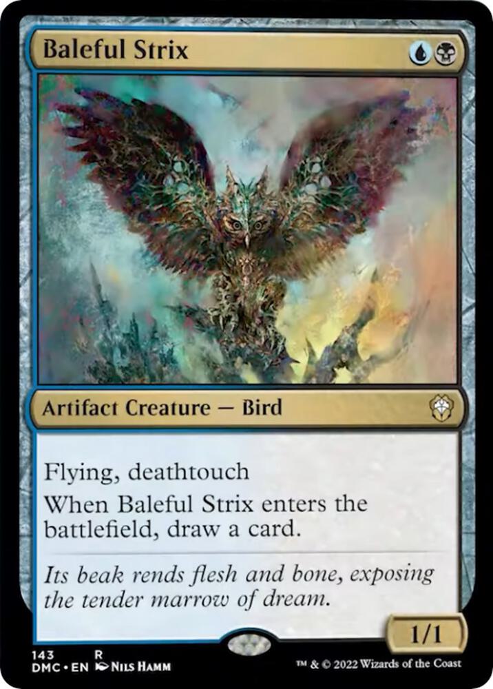 Baleful Strix 143 card from Commander: Dominaria United