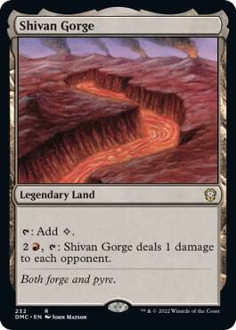 Shivan Gorge 232 card from Commander: Dominaria United