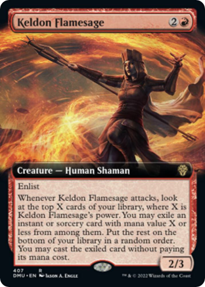 Keldon Flamesage (Extended Art) 407 card from Dominaria United