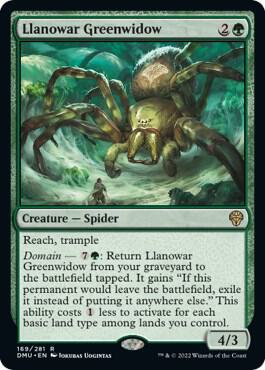Llanowar Greenwidow 169 card from Dominaria United
