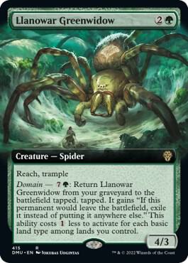 Llanowar Greenwidow (Extended Art) 415 card from Dominaria United