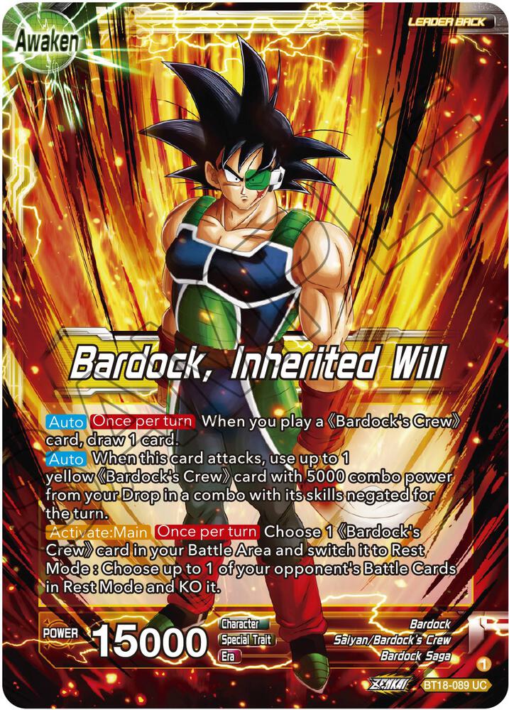 Bardock's Crew // Bardock, Inherited Will BT18-089 card from Dawn of the Z-Legends