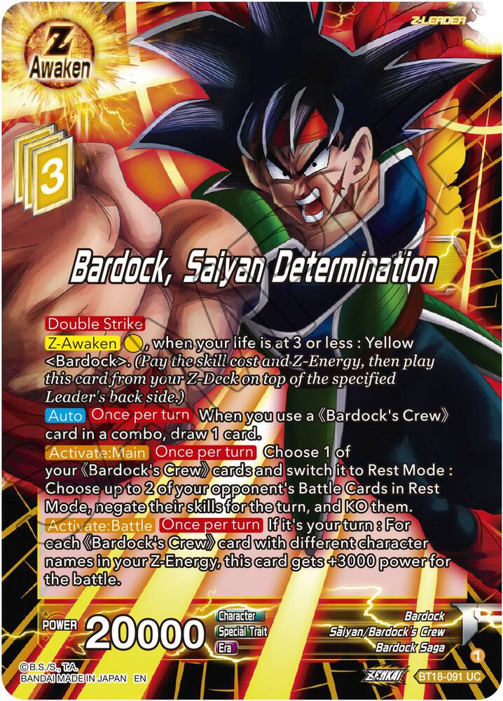 Bardock, Saiyan Determination BT18-091 card from Dawn of the Z-Legends