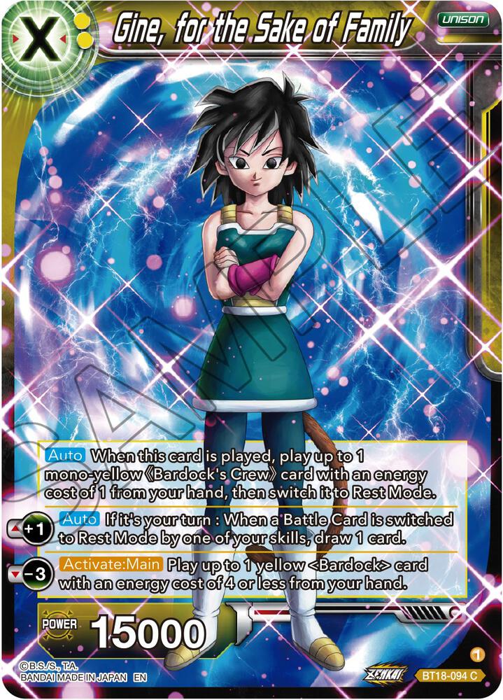 Gine, for the Sake of Family BT18-094 card from Dawn of the Z-Legends