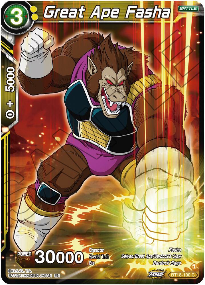 Great Ape Fasha BT18-100 card from Dawn of the Z-Legends