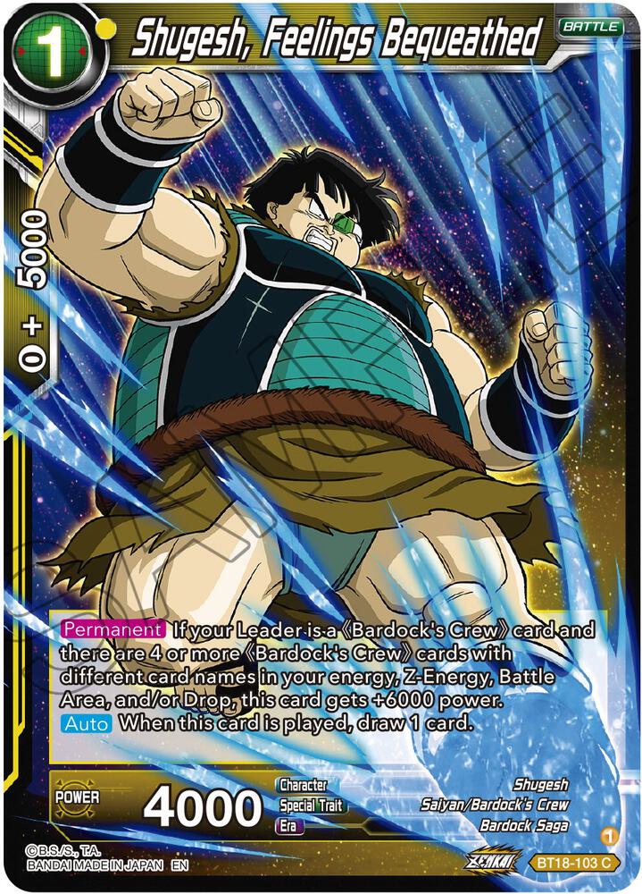 Shugesh, Feelings Bequeathed BT18-103 card from Dawn of the Z-Legends