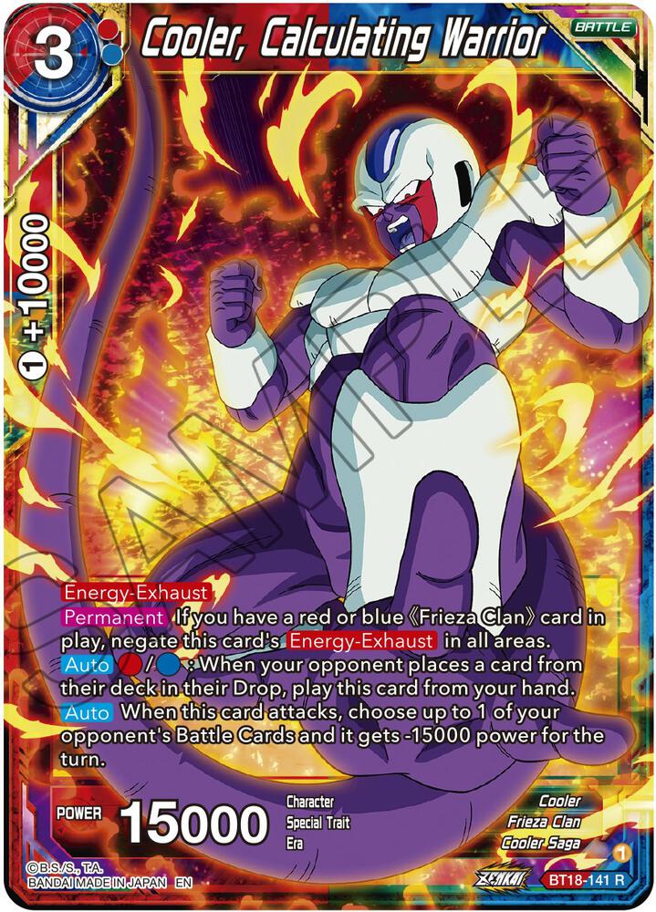 Cooler, Calculating Warrior BT18-141 card from Dawn of the Z-Legends
