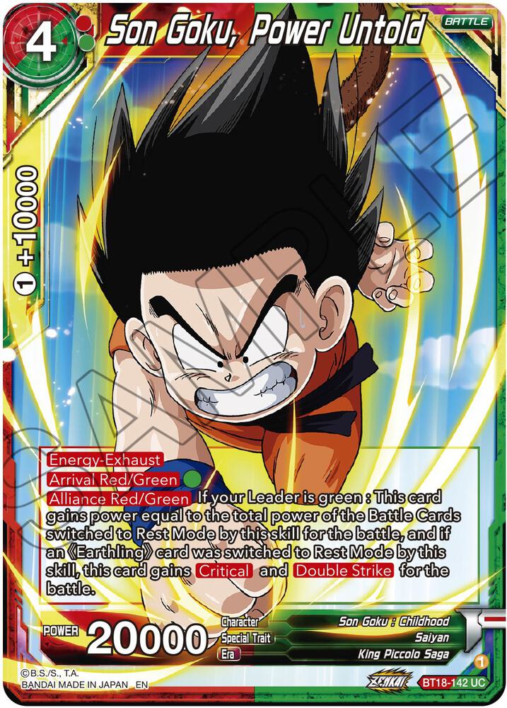 Son Goku, Power Untold BT18-142 card from Dawn of the Z-Legends