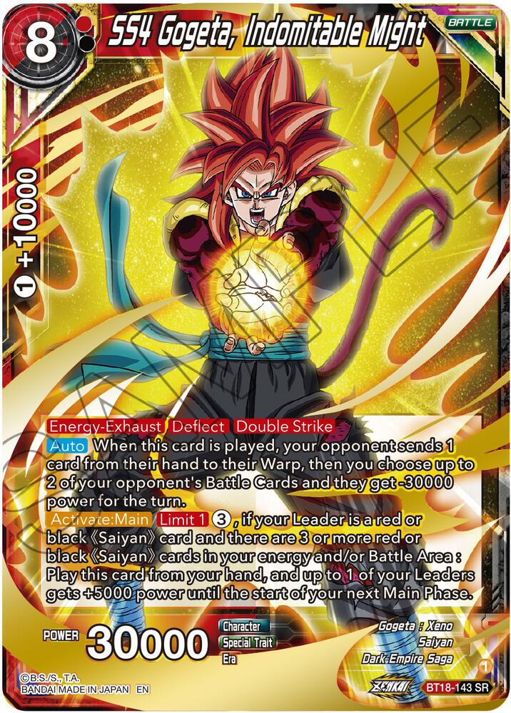 SS4 Gogeta, Indomitable Might BT18-143 card from Dawn of the Z-Legends