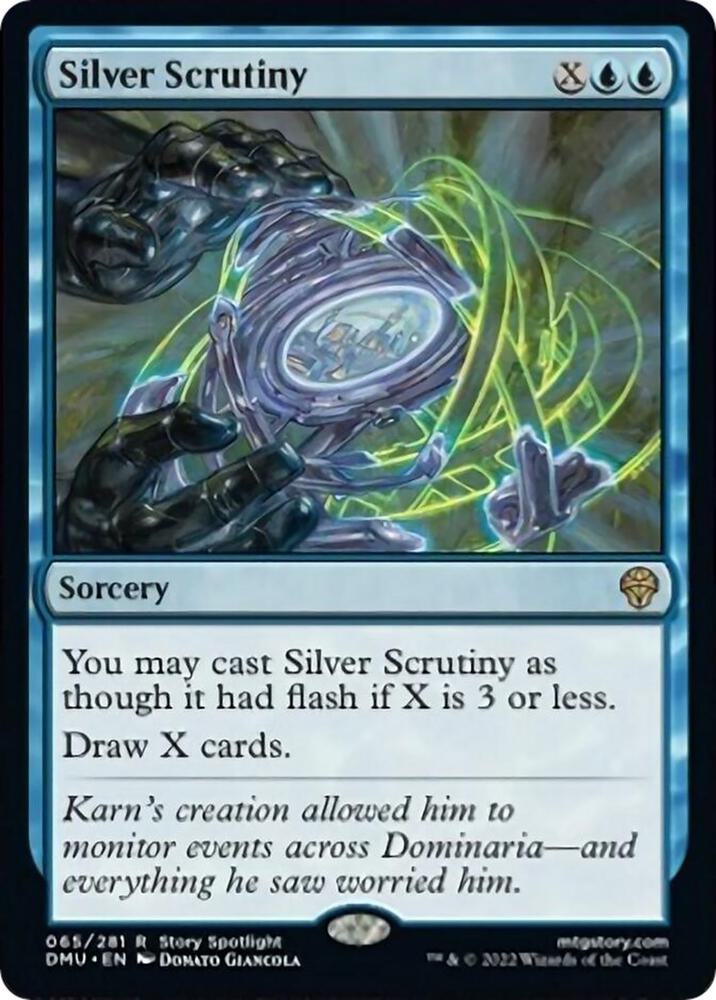 Silver Scrutiny 65 card from Dominaria United