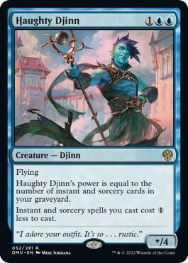 Haughty Djinn 52 card from Dominaria United