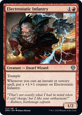 Electrostatic Infantry 122 card from Dominaria United