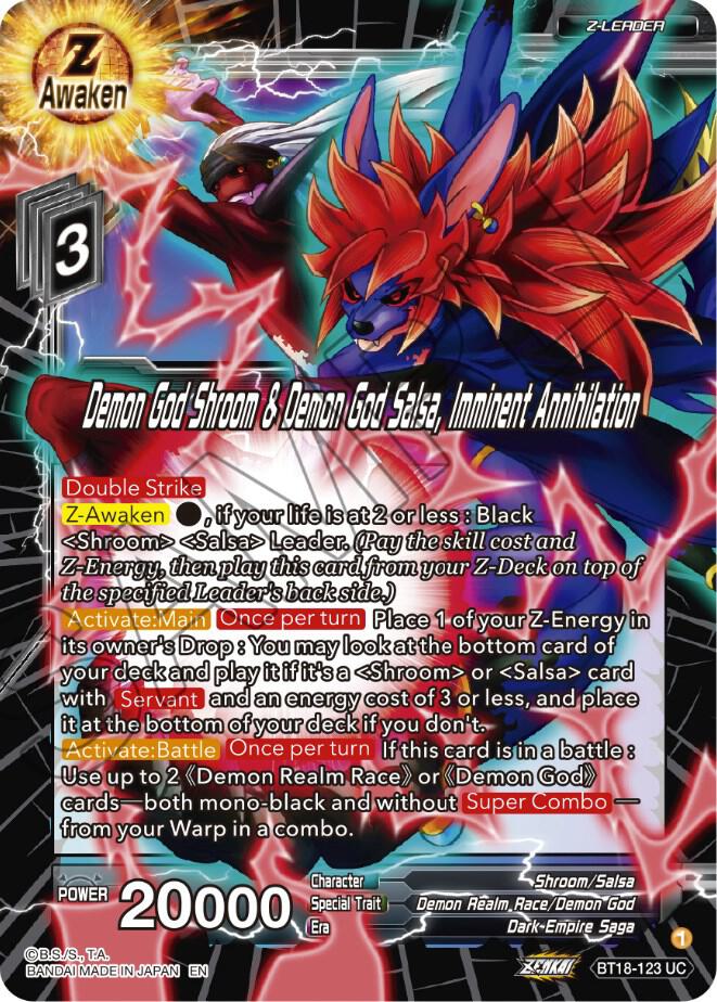 Demon God Shroom & Demon God Salsa, Imminent Annihilation BT18-123 card from Dawn of the Z-Legends