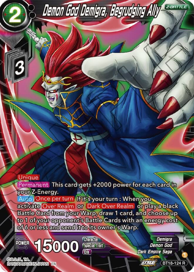 Demon God Demigra, Begrudging Ally BT18-124 card from Dawn of the Z-Legends