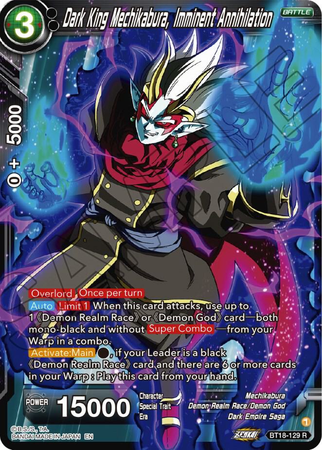 Dark King Mechikabura, Imminent Annihilation BT18-129 card from Dawn of the Z-Legends