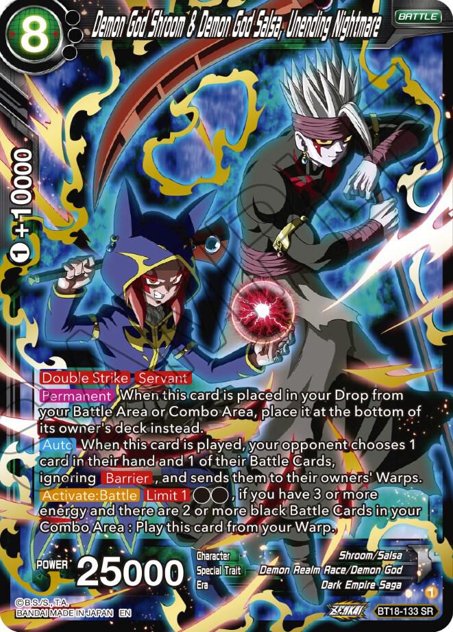 Demon God Shroom & Demon God Salsa, Unending Nightmare BT18-133 card from Dawn of the Z-Legends