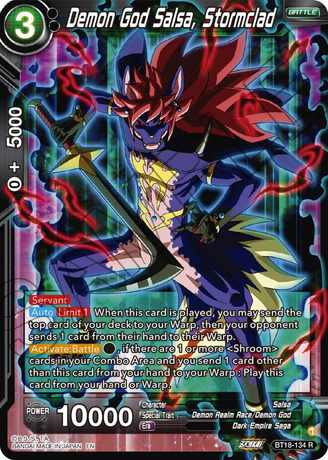Demon God Salsa, Stormclad BT18-134 card from Dawn of the Z-Legends