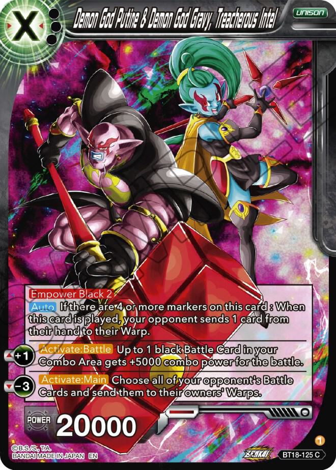 Demon God Putine & Demon God Gravy, Treacherous Intel BT18-125 card from Dawn of the Z-Legends