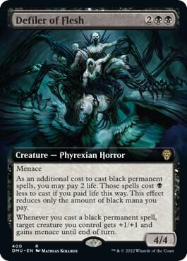 Defiler of Flesh (Extended Art) 400 card from Dominaria United