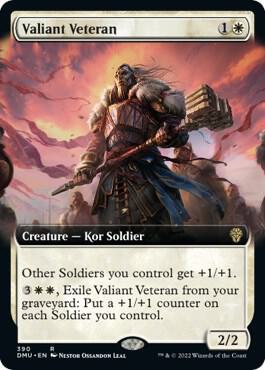 Valiant Veteran (Extended Art) 390 card from Dominaria United