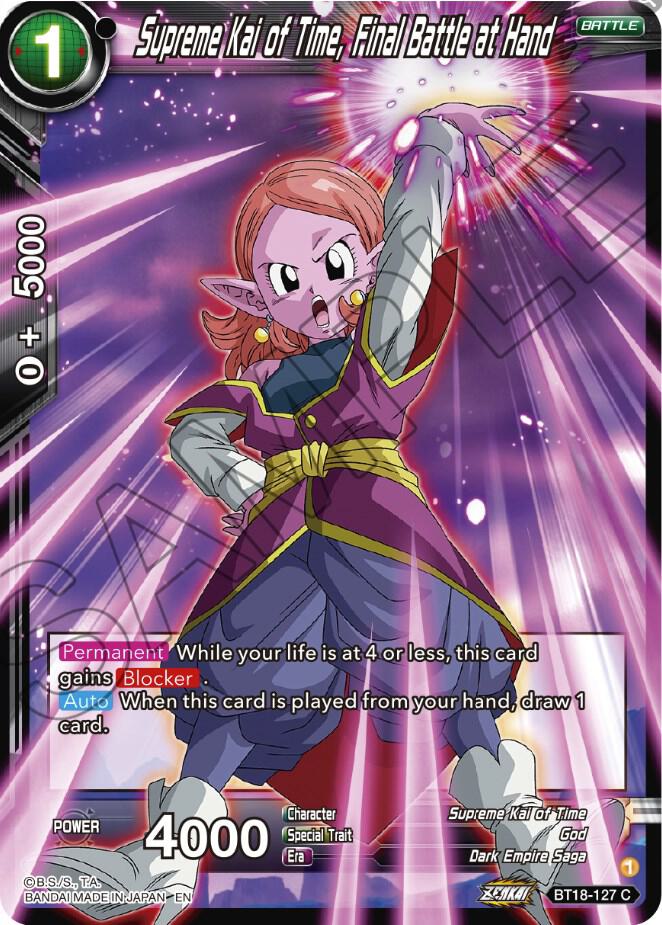 Supreme Kai of Time, Final Battle at Hand BT18-127 card from Dawn of the Z-Legends