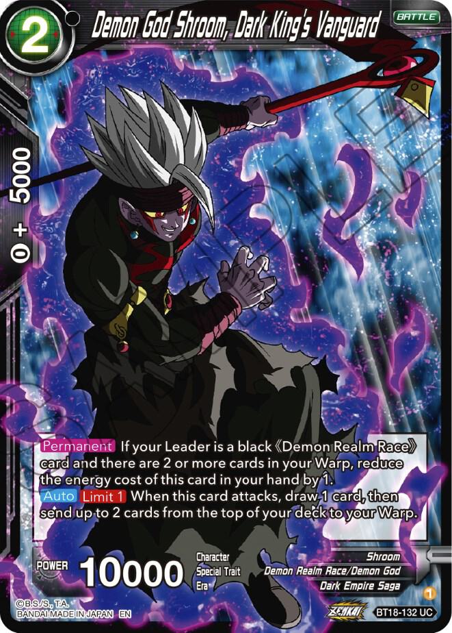 Demon God Shroom, Dark King's Vanguard BT18-132 card from Dawn of the Z-Legends