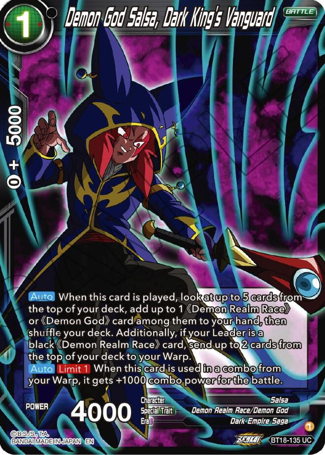 Demon God Salsa, Dark King's Vanguard BT18-135 card from Dawn of the Z-Legends