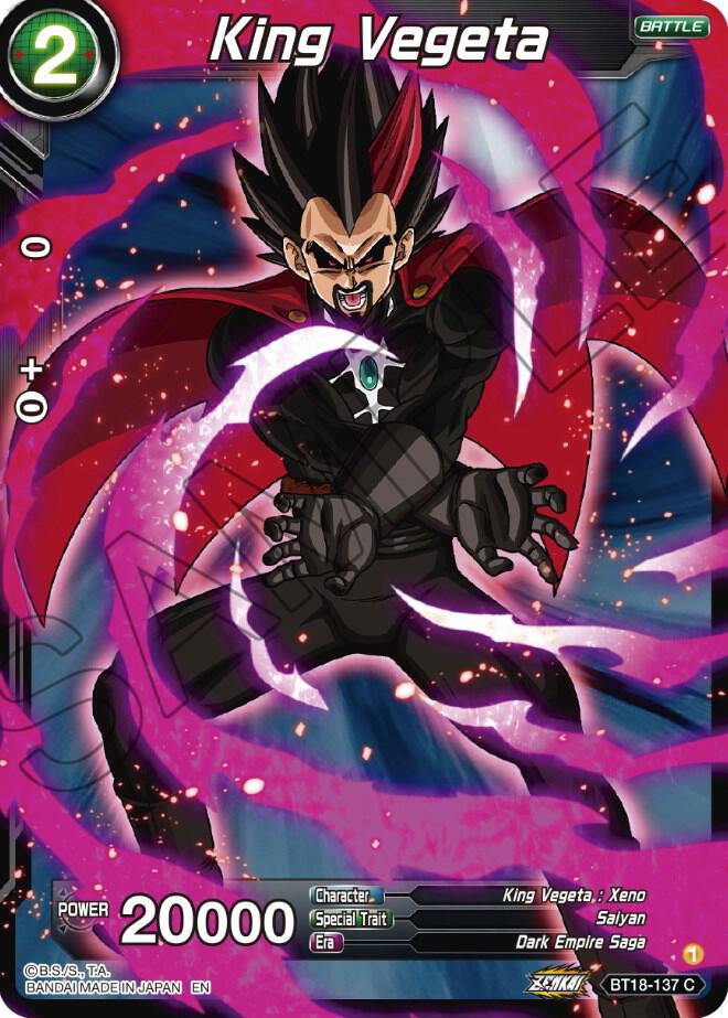 King Vegeta BT18-137 card from Dawn of the Z-Legends