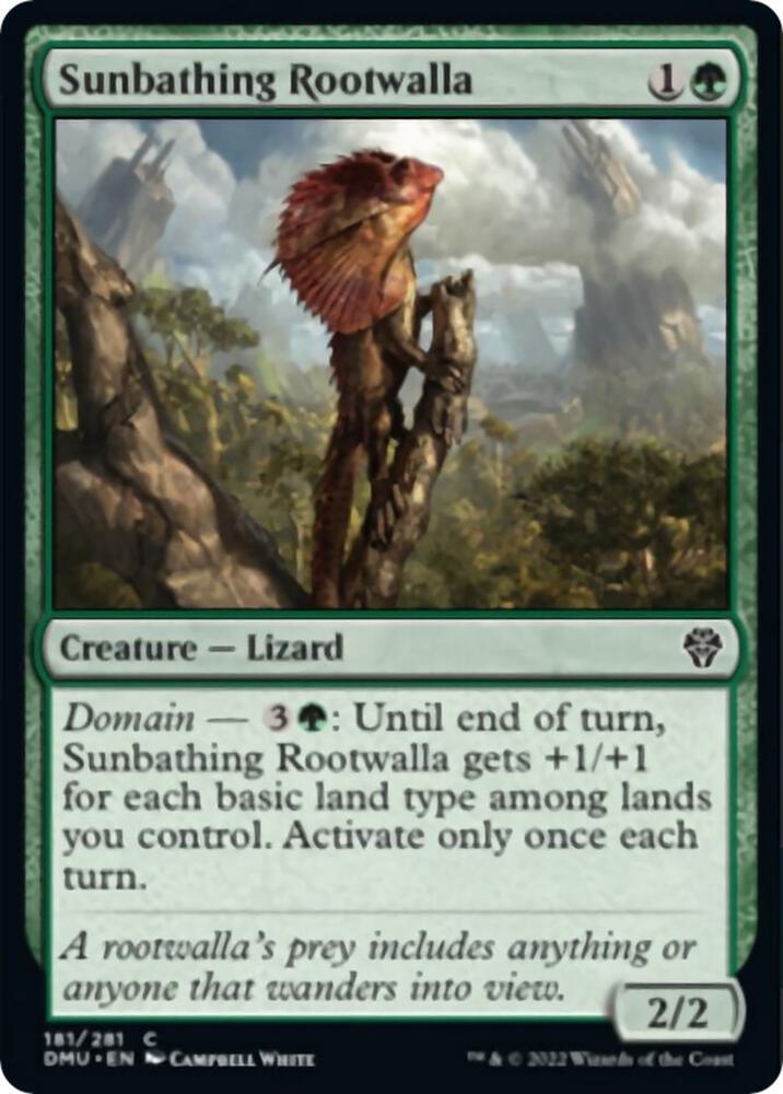 Sunbathing Rootwalla 181 card from Dominaria United
