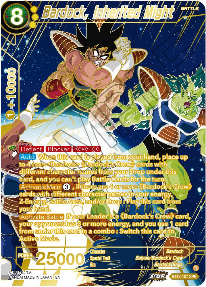 Bardock, Inherited Might (SPR) BT18-107 card from Dawn of the Z-Legends