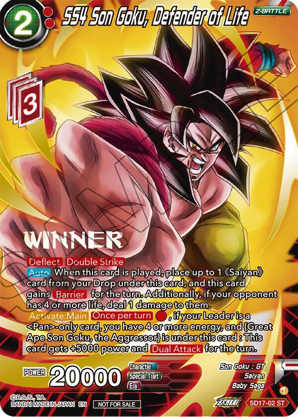 SS4 Son Goku, Defender of Life (ZENKAI Celebration Winner-Stamped) SD17-02 card from Promotion Cards