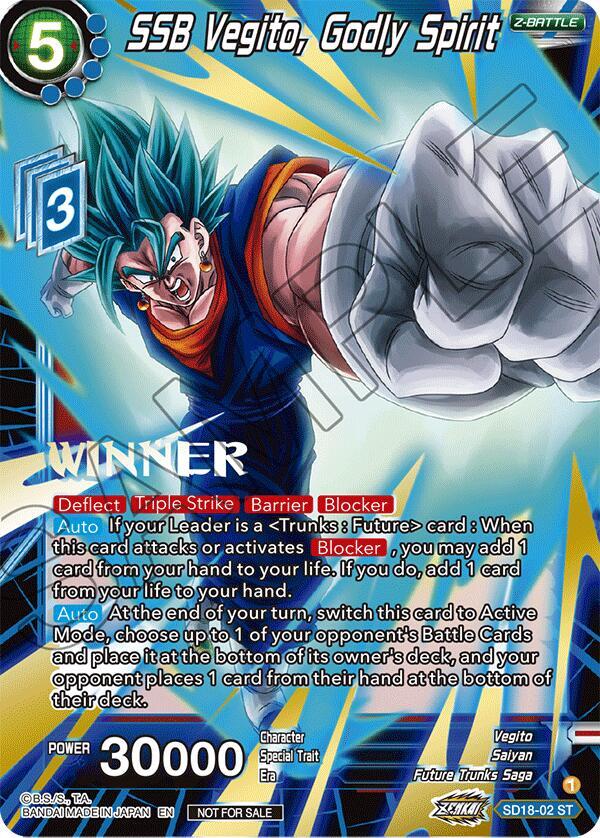SSB Vegito, Godly Spirit (ZENKAI Celebration Winner-Stamped) SD18-02 card from Promotion Cards