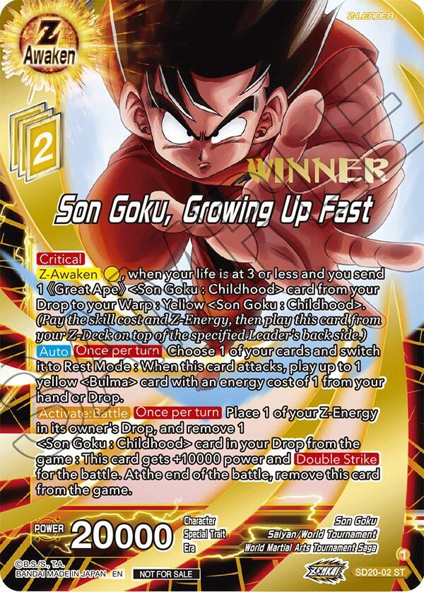 Son Goku, Growing Up Fast (ZENKAI Celebration Winner-Stamped) SD20-02 card from Promotion Cards