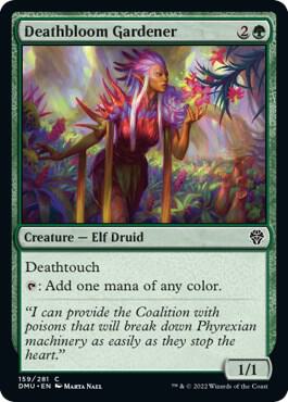 Deathbloom Gardener 159 card from Dominaria United