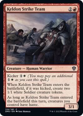 Keldon Strike Team 136 card from Dominaria United