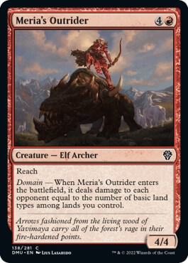 Meria's Outrider 138 card from Dominaria United