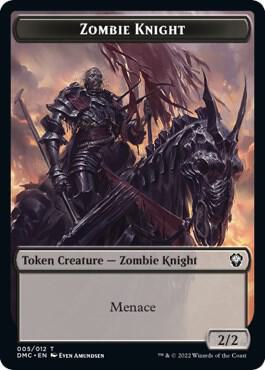 Zombie Knight // Knight Double-Sided Token 5 // 3 card from Commander: Dominaria United