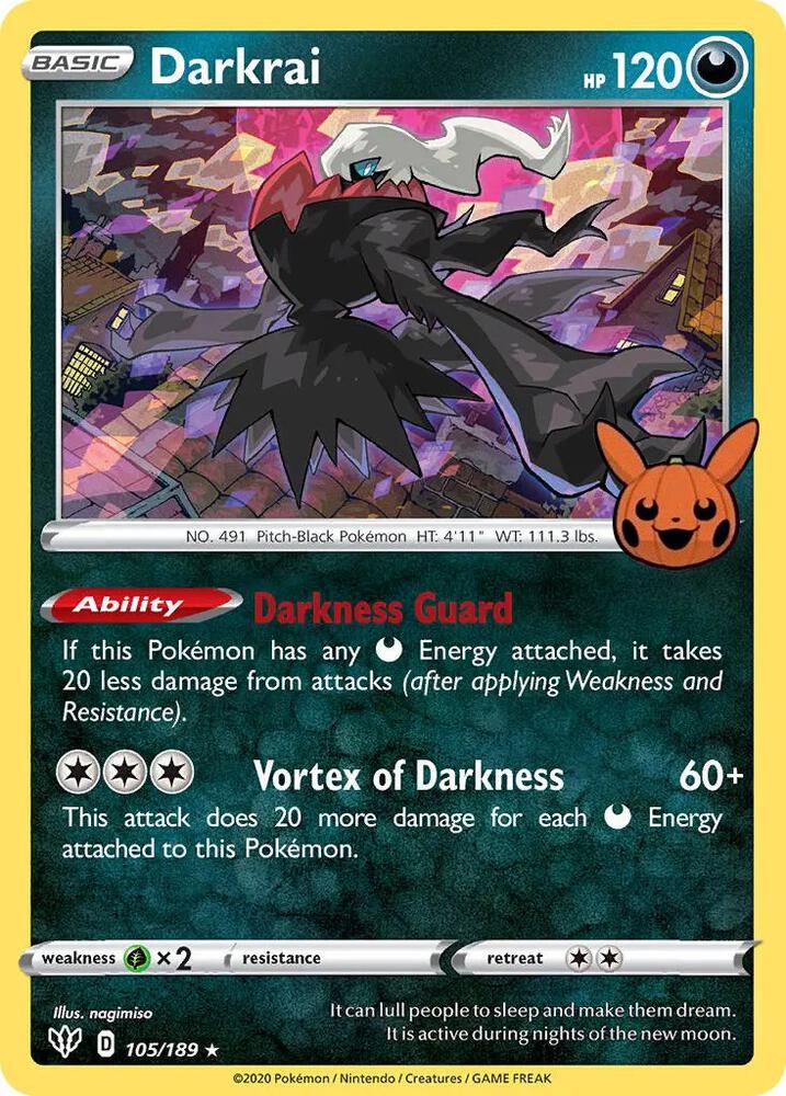 Darkrai 105/189 card from Trick or Trade BOOster Bundle