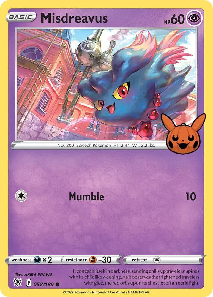 Misdreavus 058/189 card from Trick or Trade BOOster Bundle