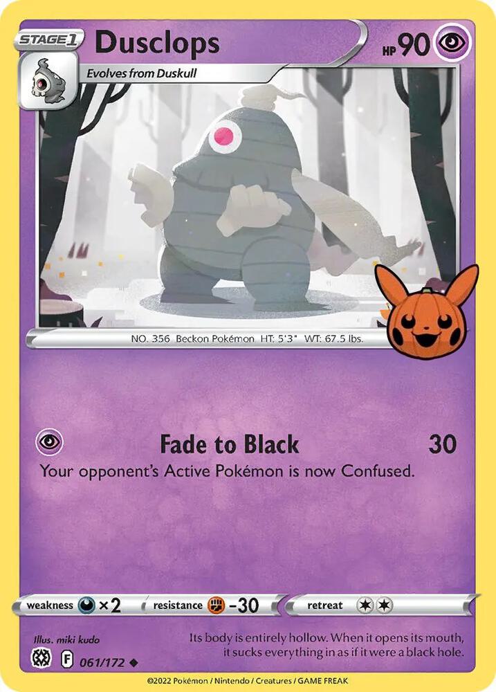 Dusclops 061/172 card from Trick or Trade BOOster Bundle