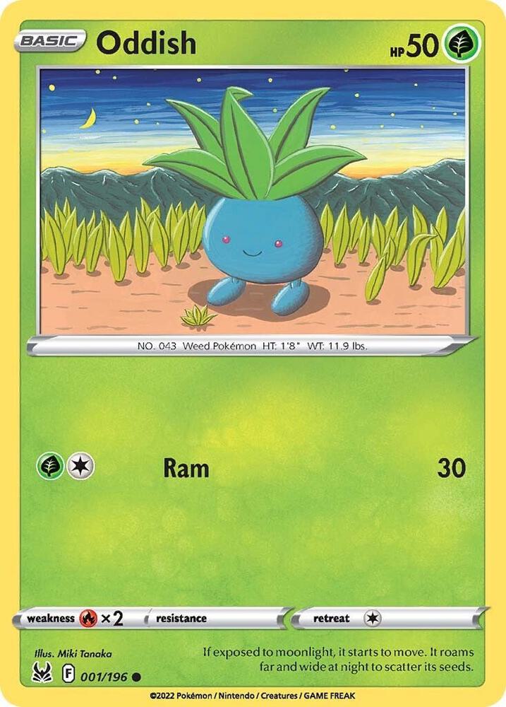 Oddish 001/196 card from SWSH11: Lost Origin